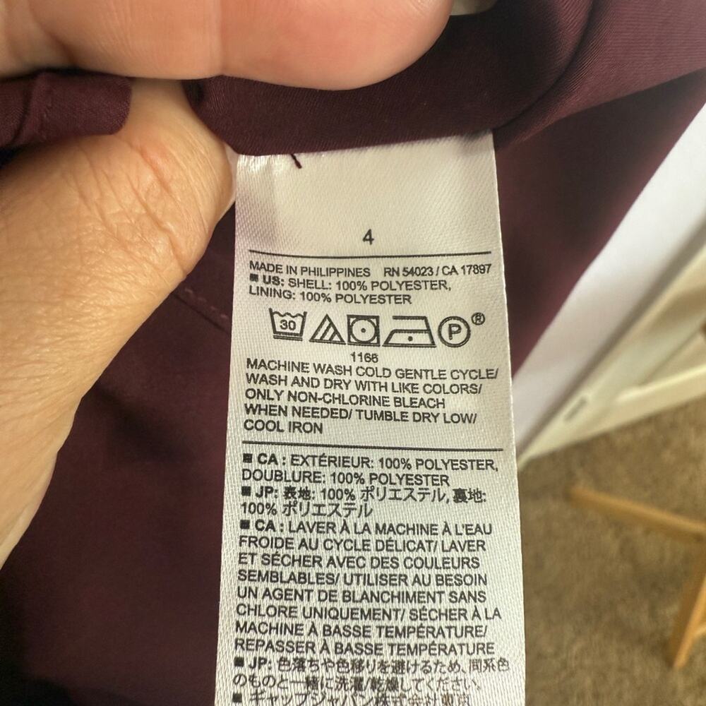 NWT Banana Republic Women Elegant Burgundy Sleeveless cocktail Midi Dress Size 4 - Picture 8 of 8